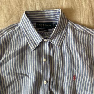 Ralph Lauren Linen Blend Striped Button Down